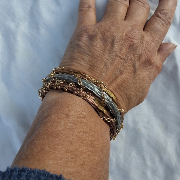 Tricolor Wire Wrapped chain branch bracelets - Picture 2 of 15